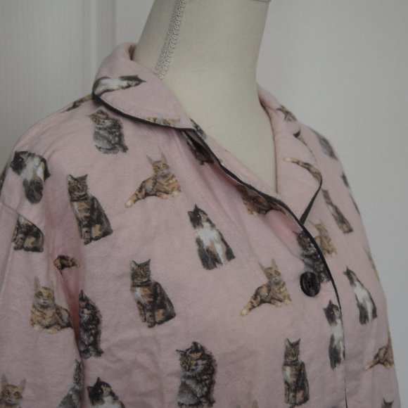 P.J. Salvage Pink Feline Cats Soft Pajamas Set with Gray Trim Size S - Picture 7 of 14